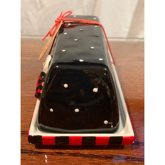 Snowman Polka Dot Butter Dish By DEMDACO NWT - Picture 6 of 7